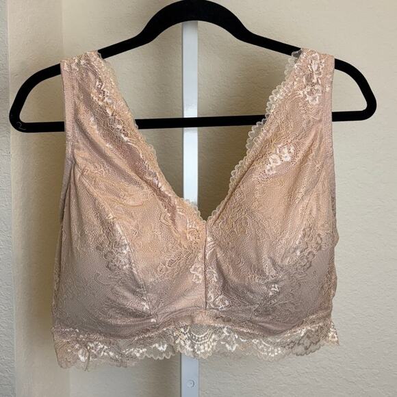 DREAMFIT Plus Size Full Coverage Wireless Lace Bralette Suntan Beige 4X New - Picture 5 of 7